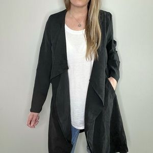 HANDSOME & HONEY open front lightweight long black jacket size Medium